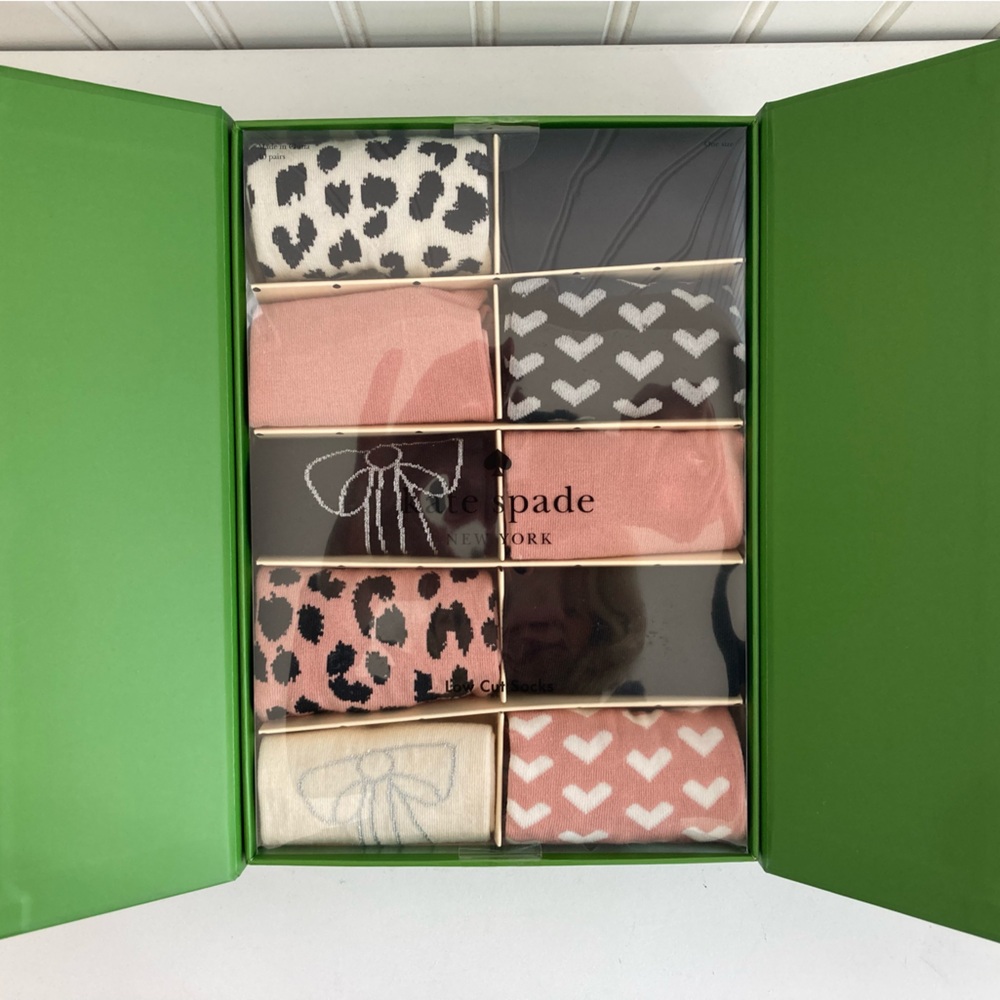 Kate Spade 10 Days of Socks Gift Box Set Low Cut 10 Pairs Black Pink & White NEW